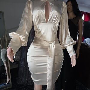 Chic Cream Satin Mini Dress